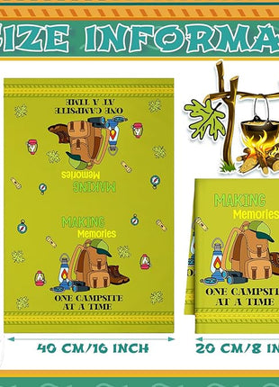 Boyiee Set of 6 Camping Kitchen Towels Absorbent Dishcloths Bonfire Tent Car Tea Towels 24 x 16 Inches with Funny Sayings Novelty Gifts for Campers Happy Camper Camping Accessories for Rv Campers