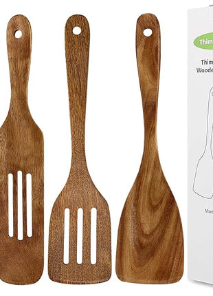 Wooden Spatula, Heat Resistant Cooking Wood Spatulas Spurtles for Non Stick Cookware Kitchen Use, Handmade Non Toxic Teak Wooden Cooking Utensil Spurtle Set for Cast Iron Baking Flipping, 4 Piece