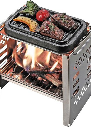 Captain Stag UG-3062 Dutch Oven, Iron Casting, Square Shape, Mini Dutch Oven, Width 8.1 x Depth 5.1 x Height 3.5 inches (205 x 130 x 90 mm), Full Water Capacity: 25.5 fl oz (750 ml), No Seasoning