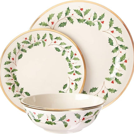Lenox 883430 Holiday 3-Piece Place Setting, Christmas Set, Hosting, Red & Green