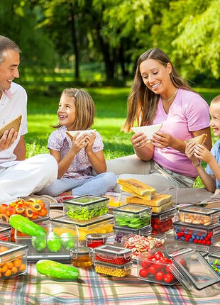 52 Piece Airtight Food Storage Containers Set with Lids (26 Containers & 26 Lids),100% Leakproof Plastic Meal Prep Container Reusable, BPA Free Kitchen and Pantry Organization - Labels & Pen