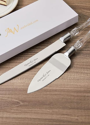 AW BRIDAL Personalized Wedding Cake Cutters - Cake Knife 13.2 Inch, Cake Server 10.8 inch Wedding Anniversary Bridal Shower Gifts for Couples//DK001CPP126//