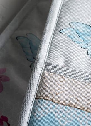 Maison d' Hermine Double Oven Mitts 100% Cotton 7"x35" Double Oven Mitt Heat Resistant BBQ Cooking Gloves with Loop, Baking, Grilling, Kitchen, Handling Hot Pans Spring Summer (Blossoms in Spring)