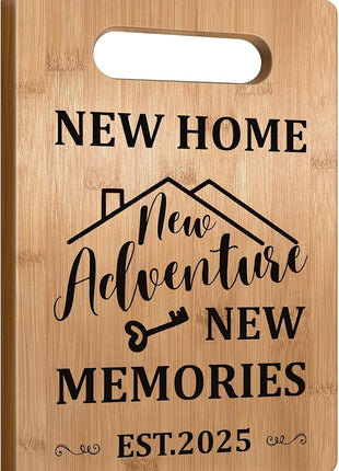 Housewarming Gift for New House Homeowner, House Warming Gifts New Home 2025 Cutting Board Gift, First Home Gift for Neighbor, Realtor Closing Gifts for Home Buyers New Home New Adventure New Memories