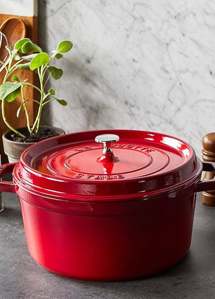 Staub Cast Iron 7-qt Round Cocotte - Cherry, Made in France