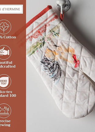 Maison d'Hermine Oven Gloves 100% Cotton Oven Mitt 7" x 13" with Loop Heat Resistant, BBQ, Cooking Gloves, Baking, Grilling, Kitchen, Handling Hot Pans Spring/Summer (Pack of 1, Campagne)