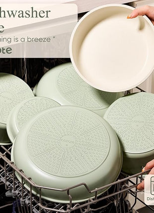 CAROTE Pots and Pans Set, Nonstick Cookware Set Detachable Handle, 19pcs Induction Kitchen Cookware Sets Non Stick with Removable Handle, RV Cookware Set, Oven Safe, Sage Green