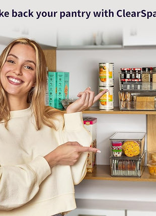 ClearSpace Pantry Organization and Storage Bins with Removable Dividers & Lids – Perfect Pantry Organizers or Kitchen Organization – Refrigerator Organizer Bins, Cabinet Organizers, 2 Pack