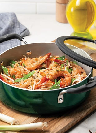 Tramontina Ceramic Non Stick 11-Piece Nesting Pots and Pans Set with Lids - Stackable Nonstick Cookware Set, Dishwasher and Oven Safe, Teal