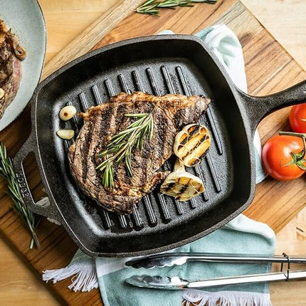 Lodge Cast Iron Grill Pan, Square, 10.5 Inch