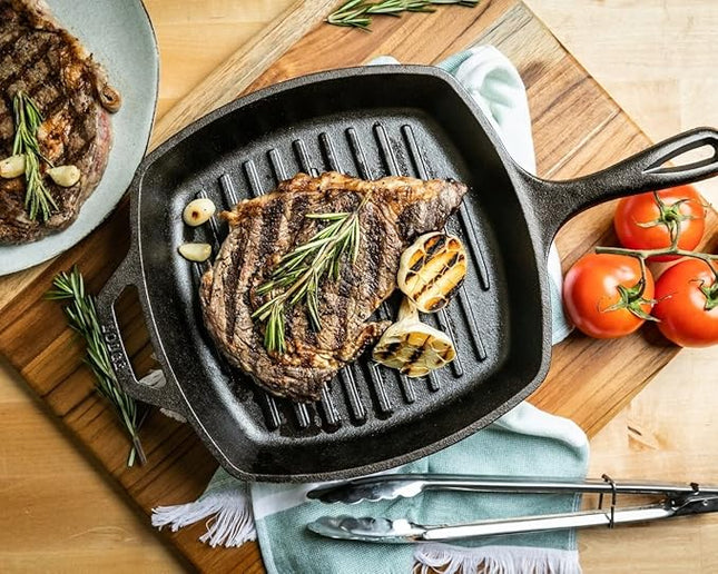 Lodge Cast Iron Grill Pan, Square, 10.5 Inch