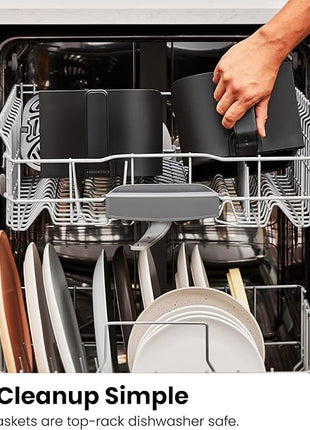 Chefman 6 Quart Dual Basket Air Fryer - Digital Touchscreen, Smart Sync Finish, Hi-Fry, Auto Shutoff, 2 Independent 3QT Nonstick Dishwasher-Safe Frying Baskets - Digital Double Air Fryer - Black