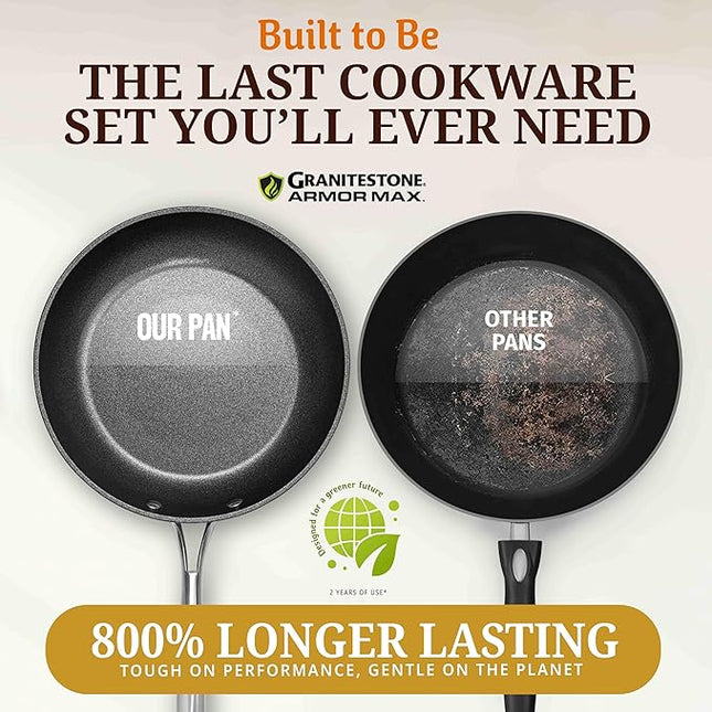 GRANITESTONE 20 Pc Hard Anodized Induction Cookware Sets, Kitchen Pots and Pans Set Non Stick, Anodized Kitchen Cookware Sets, Nonstick Cookware Set, Non Stick Pots and Pan Set, Oven & Dishwasher Safe