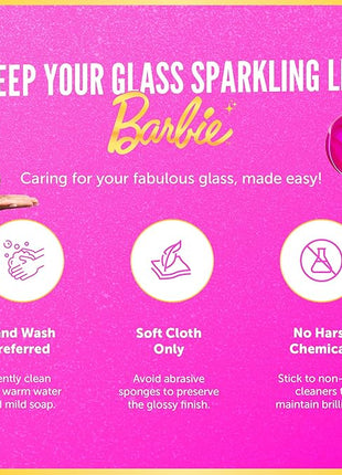 Dragon Glassware x Barbie Wine Glasses - 16 oz Magenta & Pink Wine Glasses Set of 2 - Stemless with Finger Indentations - Aerates Naturally - Barbie Gifts for Women