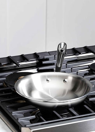 All-Clad D3 3-Ply Stainless Steel Fry Pan with Lid 10 Inch, Induction Compatible, Oven Broiler Safe 600F, Fast and Even Heat, Pots and Pans, Cooking Skillet Cookware, Stainless Steel