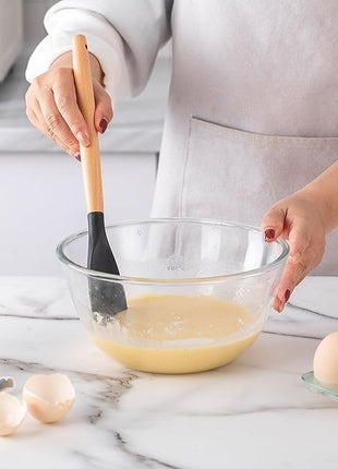 Country Kitchen Non Stick Silicone Utensil Set with Rounded Wood Handles for Cooking and Baking, 14 Piece Set, Black