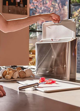 Joseph Joseph Folio 4-Piece Color-Coded Chopping Board Set, Stainless Steel Slimline Case for Organized Kitchen Storage, Light Stone