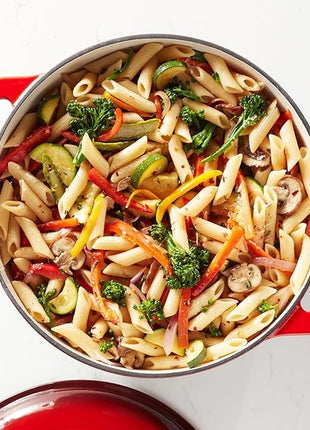 Amazon Basics Cast Iron Dutch Oven Pot with Lid, Enameled, Round, Dual Handles, Heavy-Duty, Medium, 6-Quart, Red