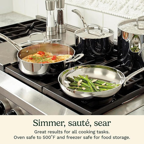 Cuisinart French Classic Tri-Ply Stainless 10-Piece Cookware Set, Silver