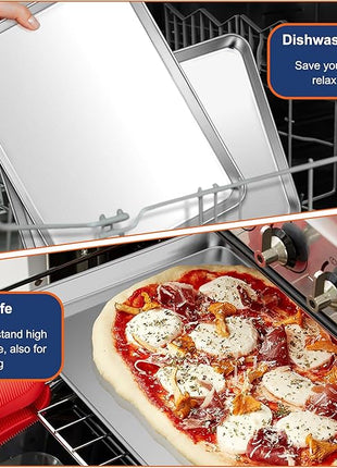 P&P CHEF 19.6 Inch Baking Cookie Sheet, Oven Pan Tray Stainless Steel Sheet Pan for Kitchen, Oven Bakeware for Multi Uses, Shiny Look & Dishwasher Safe, Healthy & Heavy Duty, 1Pc
