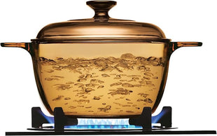 VISIONS 6pc Cook Pot Set with Glass Covers, Amber