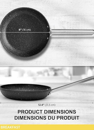 Starfrit The Rock 16cm (6.5") Non-Stick Egg Fry Pan - Durable Forged Aluminum - Oven Safe - PFOA Free - Easy to Clean - Black