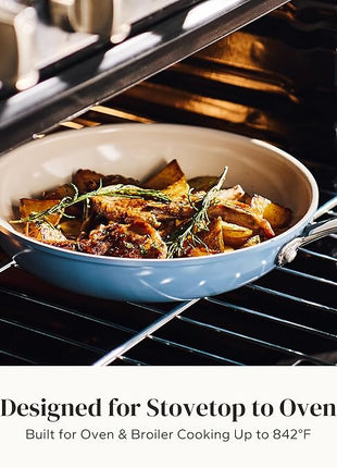 Redchef Non Stick Ceramic Frying Pan Set, Non Toxic Ceramic Pans for Cooking, 8" 9.5" 11" Skillet Set, No PFAS & PTFE & PFOA with Stainless Steel Handle, Dishwasher & Oven Safe Max up to 842°F (Blue)