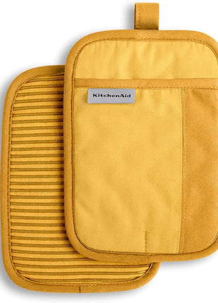 KitchenAid Beacon Two-Tone Non-Slip Pot Holder Set, Majestic Yellow, 7"x10", 2 Piece