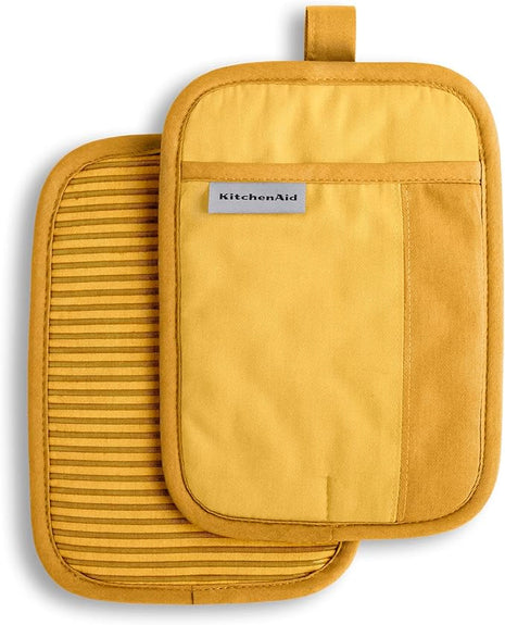 KitchenAid Beacon Two-Tone Non-Slip Pot Holder Set, Majestic Yellow, 7"x10", 2 Piece