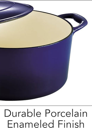Tramontina Bestow Enameled Cast Iron Dutch Oven Pot with Lid, Round 5.5-quart, Blue