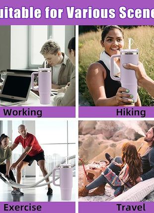 4Sets Silicone Spill Proof Stopper for Stanley 40/30 oz The Quencher H2.0 Flowstate Tumbler with Handle for Stanley Cup Accessories Include Straw Cover Cap Round Leak Stopper Square Spill Stopper