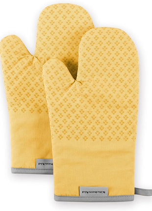 KitchenAid Asteroid Oven Mitt Set, 7"x12.5", Buttercup Yellow, 2 Piece