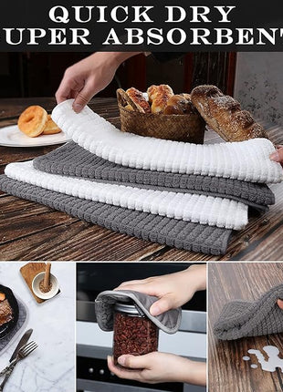 Oven Mitts and Pot Holders Sets 6pcs, Kitchen Oven Glove,High Heat Resistant 550 Degree Extra Long Oven Mitts and Potholders with Non-Slip Silicone Surface for Apartment Essentials (Grey) (Gray)