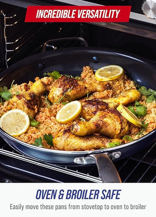 Blue Diamond 14" Nonstick Frying Pan Skillet, Diamond Infused PFAS & PTFE-Free Ceramic Pot, Dishwasher & Oven Safe, Stay Cool Handle, Durable Non Toxic Metal Utensil Safe, Family Jumbo Pan, Blue