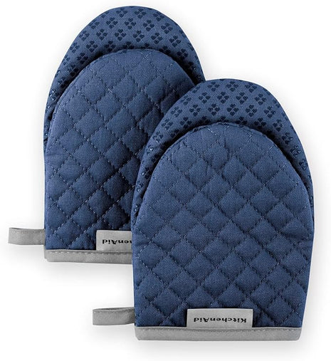 KitchenAid Asteroid Mini Oven Mitt Set, 5.5"x8", Blue Willow, 2 Piece