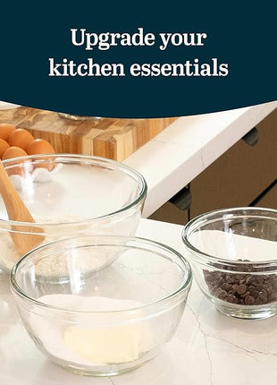 Libbey Baker's Basics 3 Piece Glass Mixing Bowl Set, Multi Size