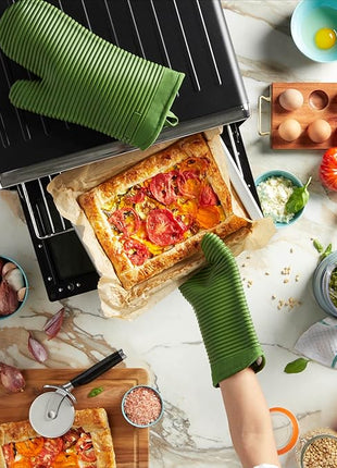 KITCHENAID Ribbed Soft Silicone Oven Mitt 2-Pack Set, 7.5"x13", Matcha