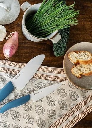 KYOCERA Commemorative Ceramic 2-Piece Knife Set - Aegean Blue 5.5" Santoku & 4.5" Utility