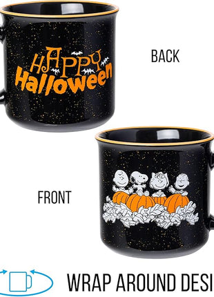 Silver Buffalo Peanuts Halloween Costumes Featuring Charlie Brown, Snoopy, Woodstock, Lucy, and Linus Ceramic Camper Mug, 20 Ounces