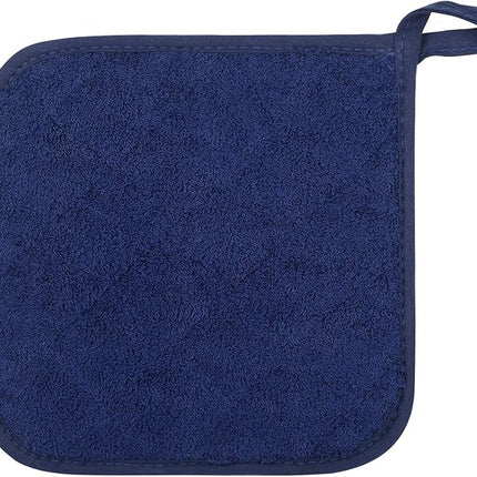 100% Cotton Kitchen Everyday Basic Terry Pot Holder Heat Resistant Coaster Potholder for Cooking and Baking Set of 5 Dark Blue