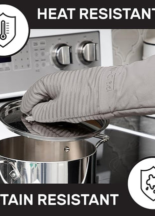 All-Clad Silicone Oven Mitts: Heat Resistant up to 500 Degrees - 100% Cotton & Silicone, 14"x7" Oven Mitt for Kitchen and Barbeque, 2-Pack, Titanium