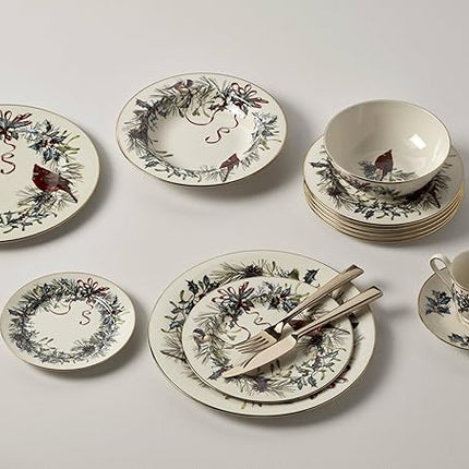 Lenox 835219 Winter Greetings 6-Piece Dinner Plate Set, 10.75', Christmas Drinkware, Holiday Hosting