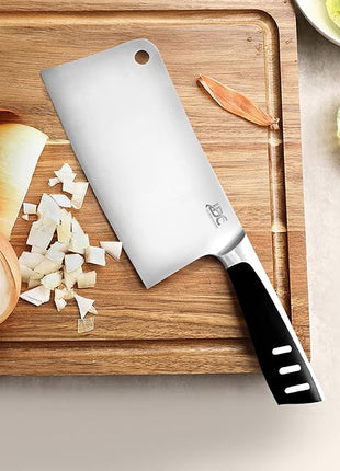LDC Meat Cleaver Heavy-Duty 7" Inch Knife - High-Carbon Stainless Steel Chef Knife for Meat and Vegetables - Butcher Bone Cutting Knife for Home and Restaurant Use