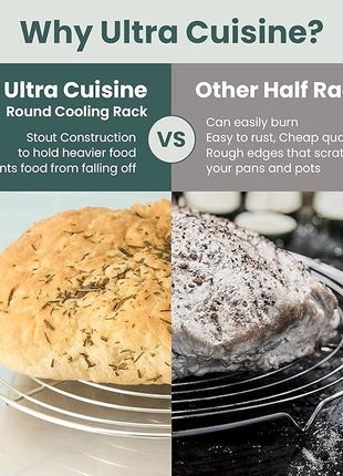 Ultra Cuisine 3 Set Round Cooling Racks for Cooking and Baking – Oven & Dishwasher-Safe, 100% Stainless Steel Steaming and Baking Rack - Fits Air Fryer, Pressure Cooker & Cake Pan (7.5, 9 & 10.5 Inch)