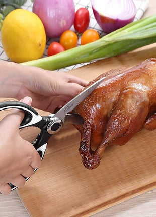 Clear Style Kitchen Shears Stainless Steel Utility Scissors Heavy Duty Multipurpose Kitchen Scissors, Dishwasher Safe, Perfect for Preparing Beef, Chicken, Vegetables, Fish, Black and White (2 Pack)