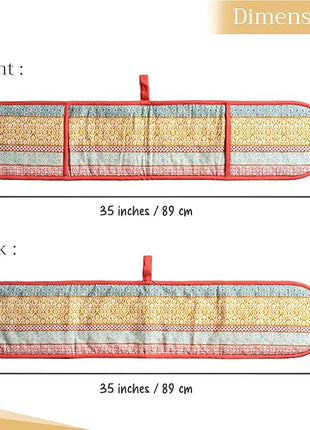 Maison d' Hermine Double Oven Mitts 100% Cotton 7"x35" Double Oven Mitt Heat Resistant BBQ Cooking Gloves with Loop, Baking, Grilling, Home, Kitchen, Handling Hot Pans Spring Summer (Provence)