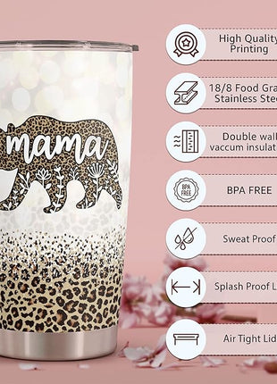 Macorner Mothers Day, Birthday Gifts for Mom Nana From Daughter Son - Christmas Gifts For Women Grandma - Stainless Steel Bear Tumbler 20oz
