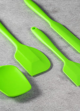 4 Piece Silicone Spatula Set, Flexible Heat Resistant Non-scratch Baking Cooking Rubber Spatulas with Stainless Steel Core, Green