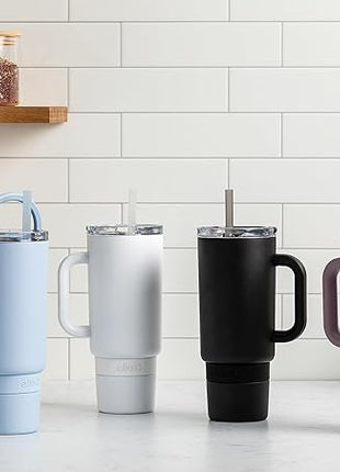 Ello Port 40oz Tumbler with Carry Loop & Integrated Handle, Vacuum Insulated Stainless Steel Reusable Water Bottle, Travel Mug with Leak Proof Lid and Straw, Perfect for Iced Coffee and Tea, Mauve