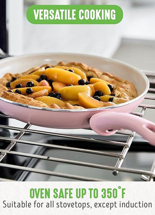GreenLife Non Stick Fry Pan Set (7" & 10"), Non-Toxic PFAS-Free Ceramic Skillets, Dishwasher & Oven Safe, Egg Omelet Frying Pans, Stay- Cool Handles, Kitchen Home Cooking Essentials, Pink